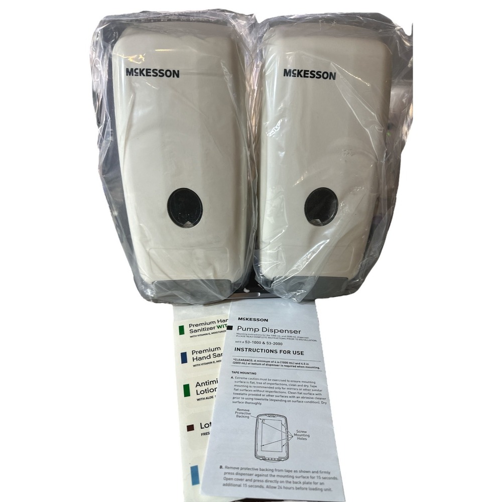Lot of 2 McKesson Refillable Soap Pump Dispensers 1000 ml Wall Mount NEW